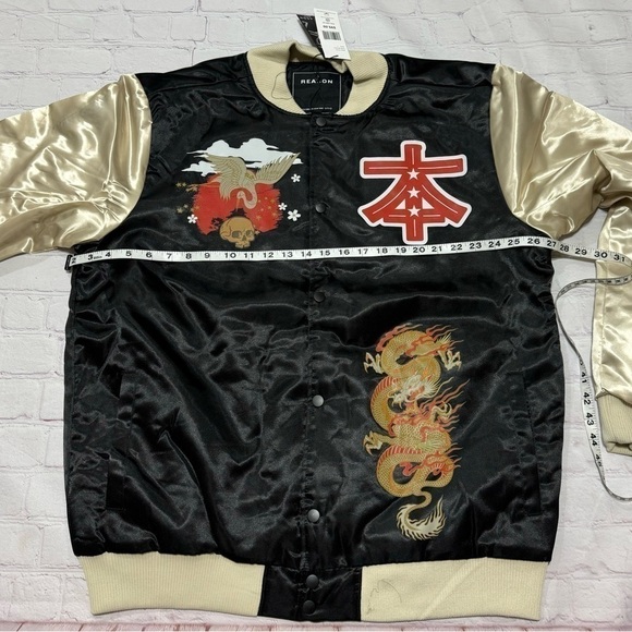 REASON BRAND STREET WEAR men’s nylon puffer bomber jacket Osaka Japan Graphic M - Picture 11 of 15